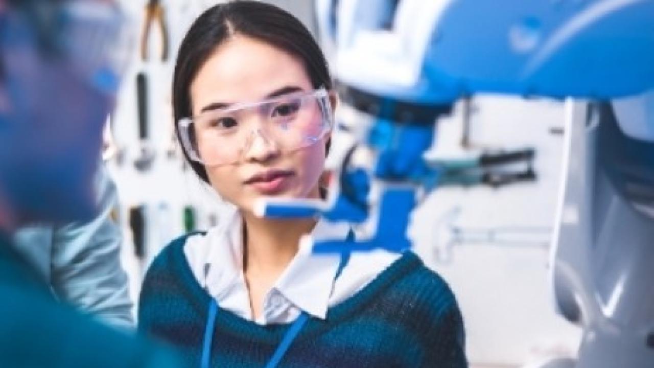 Woman with tech